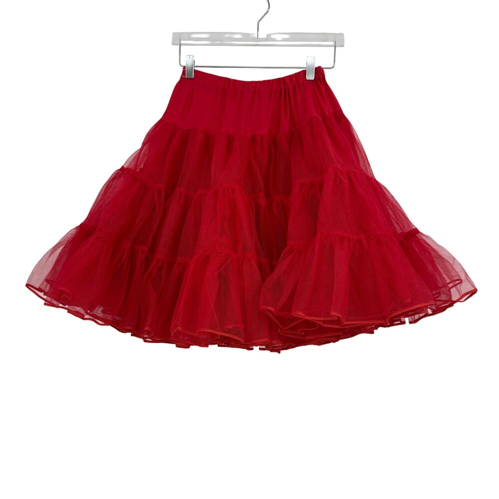 Sam's red ruffled Rockabilly Petticoat Tulle Skirt women's MEDIUM dance costume